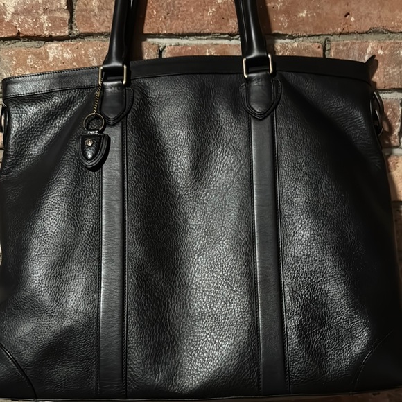 Black Leather Men's Tote - Picture 1 of 6